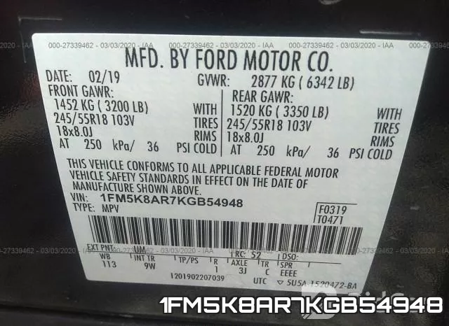 1FM5K8AR7KGB54948 фото 10
