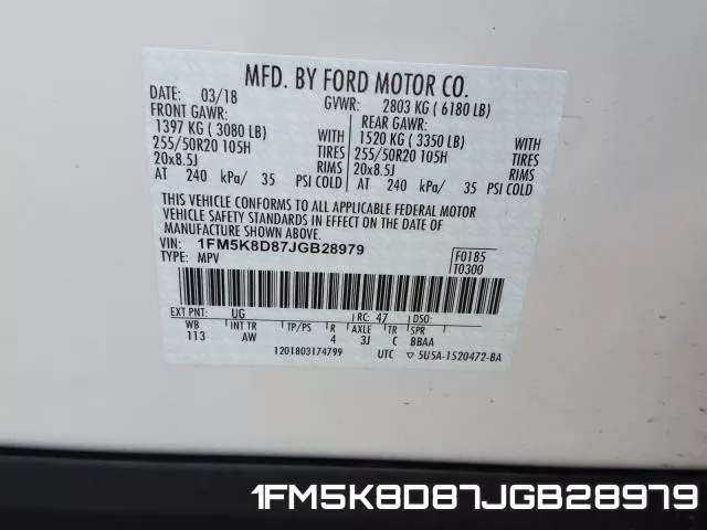 1FM5K8D87JGB28979 фото 2