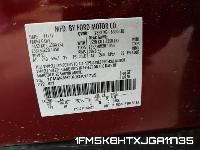 1FM5K8HTXJGA11735 фото 2