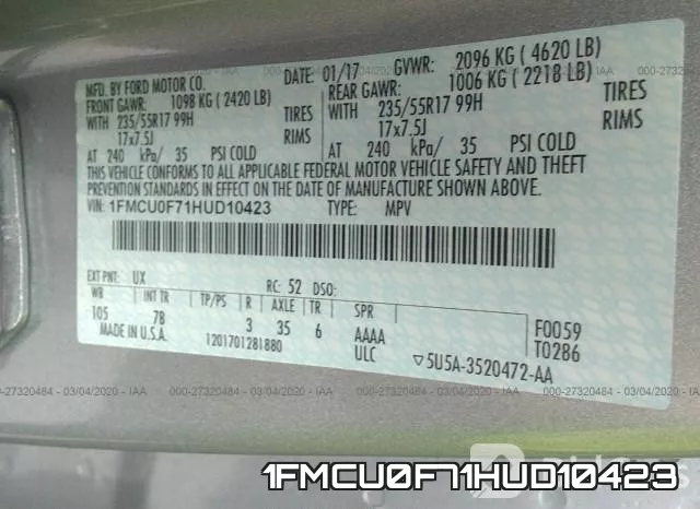 1FMCU0F71HUD10423 фото 10