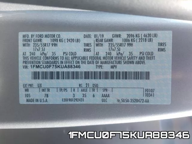 1FMCU0F75KUA88346 фото 2