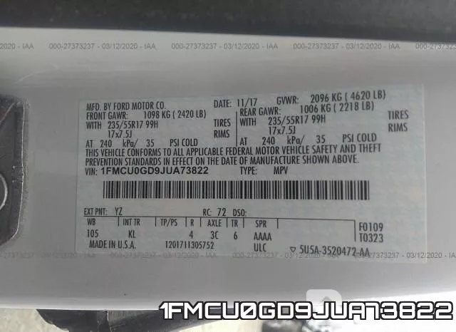 1FMCU0GD9JUA73822 фото 10
