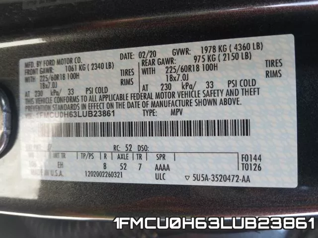 1FMCU0H63LUB23861 фото 2