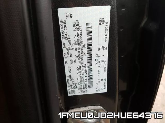 1FMCU0JD2HUE64376 фото 2