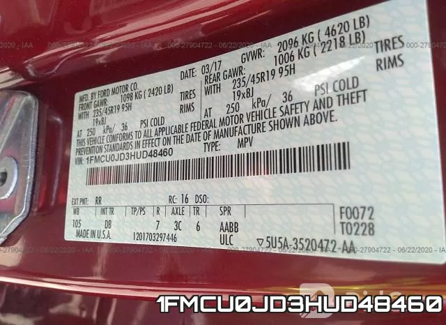 1FMCU0JD3HUD48460 фото 10