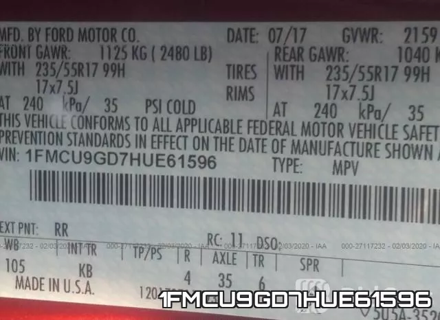 1FMCU9GD7HUE61596 фото 10