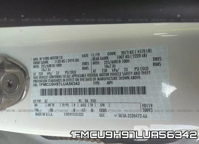 1FMCU9H97LUA56342 фото 10