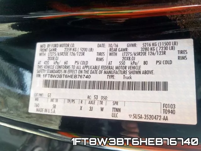1FT8W3BT6HEB76740 фото 2