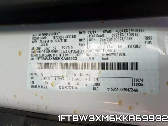 1FTBW3XM6KKA69932 фото 2