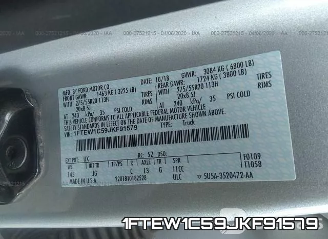1FTEW1C59JKF91579 фото 10