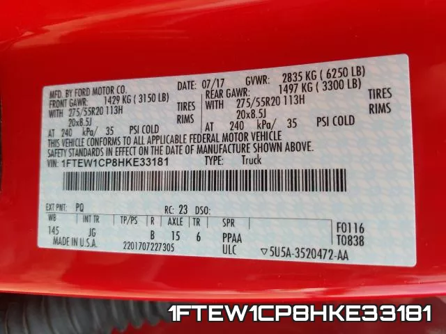 1FTEW1CP8HKE33181 фото 2
