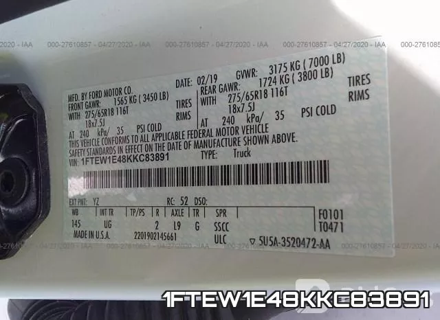 1FTEW1E48KKC83891 фото 10