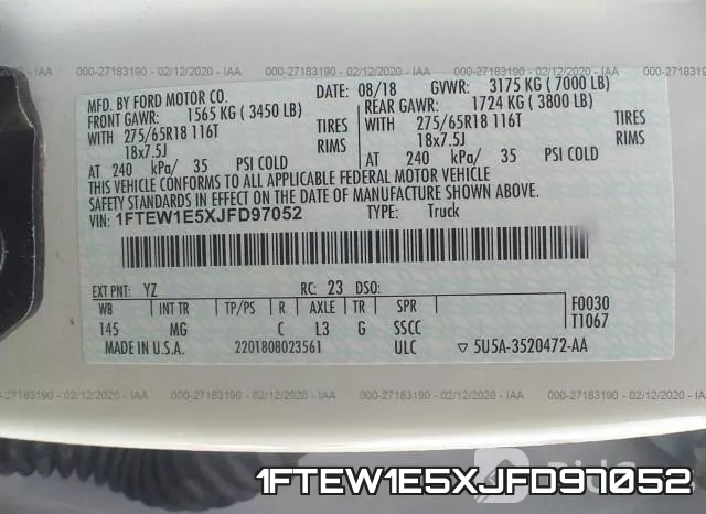 1FTEW1E5XJFD97052 фото 10