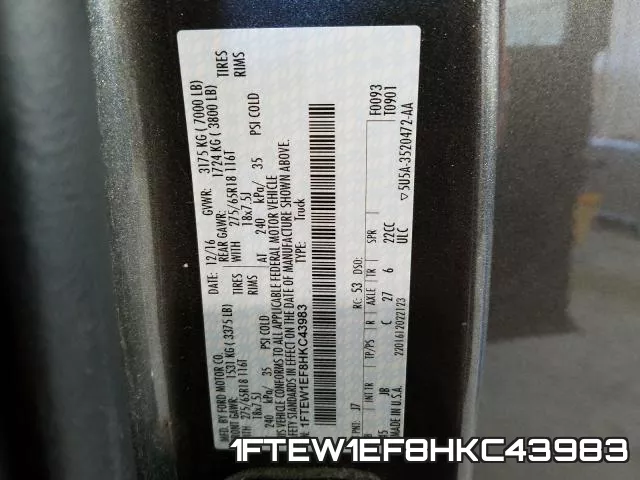 1FTEW1EF8HKC43983 фото 2
