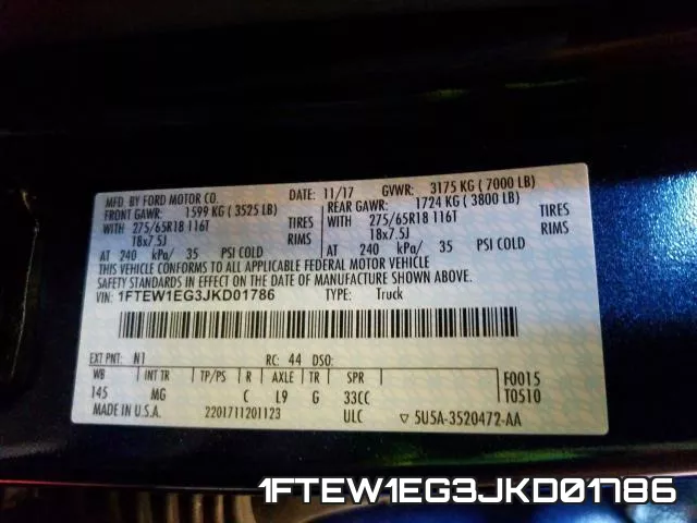 1FTEW1EG3JKD01786 фото 2