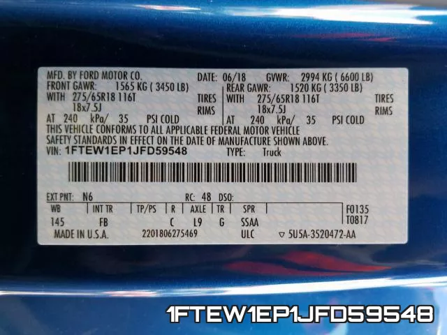 1FTEW1EP1JFD59548 фото 2