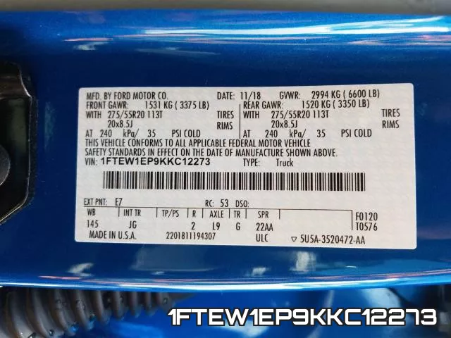 1FTEW1EP9KKC12273 фото 2