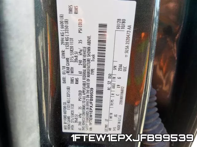 1FTEW1EPXJFB99539 фото 2