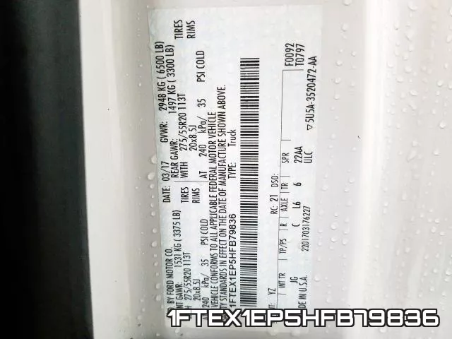 1FTEX1EP5HFB79836 фото 2