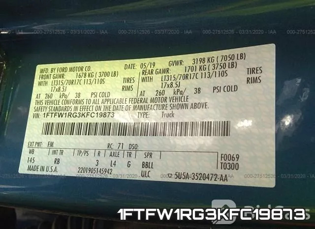 1FTFW1RG3KFC19873 фото 10