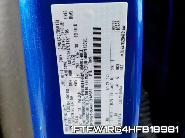 1FTFW1RG4HFB18981 фото 2