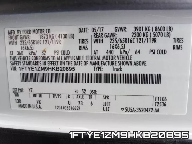 1FTYE1ZM9HKB20895 фото 2