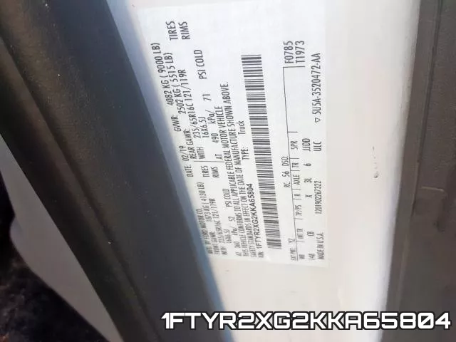 1FTYR2XG2KKA65804 фото 2