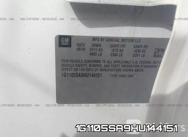 1G1105SA9HU144151 фото 10