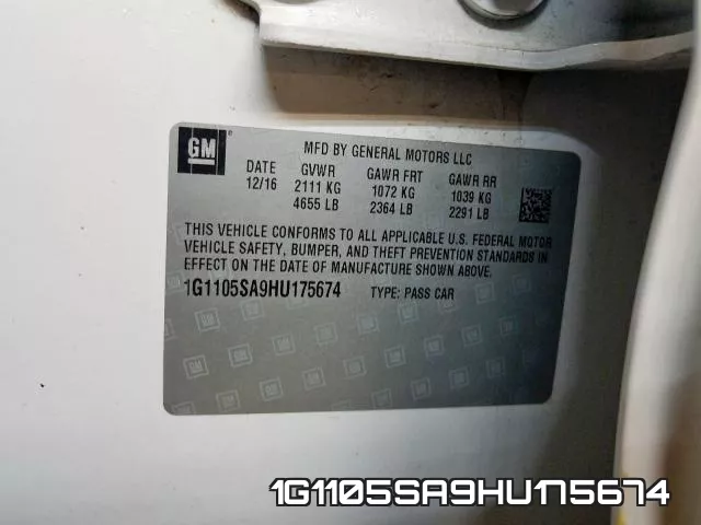 1G1105SA9HU175674 фото 2