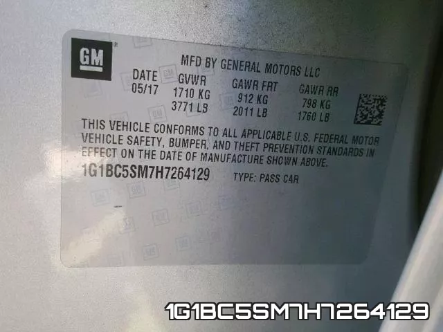 1G1BC5SM7H7264129 фото 2