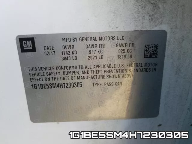 1G1BE5SM4H7230305 фото 2