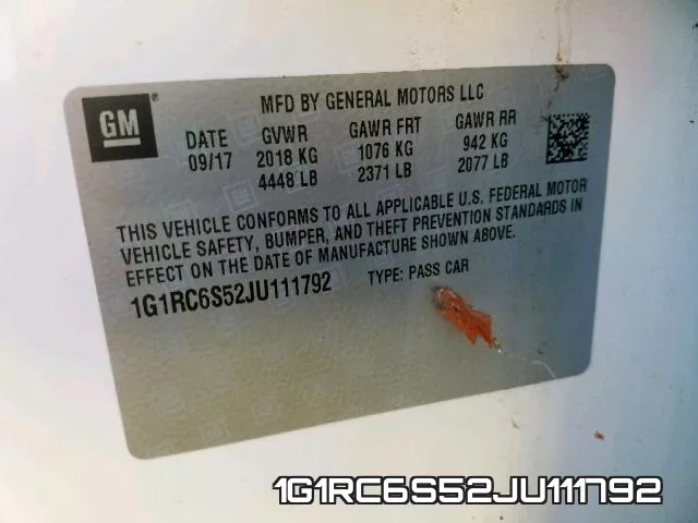 1G1RC6S52JU111792 фото 2