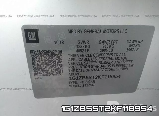 1G1ZB5ST2KF118954 фото 10