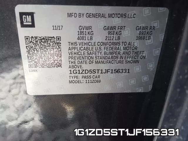 1G1ZD5ST1JF156331 фото 2