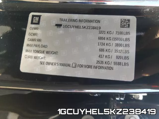 1GCUYHEL5KZ238419 фото 2