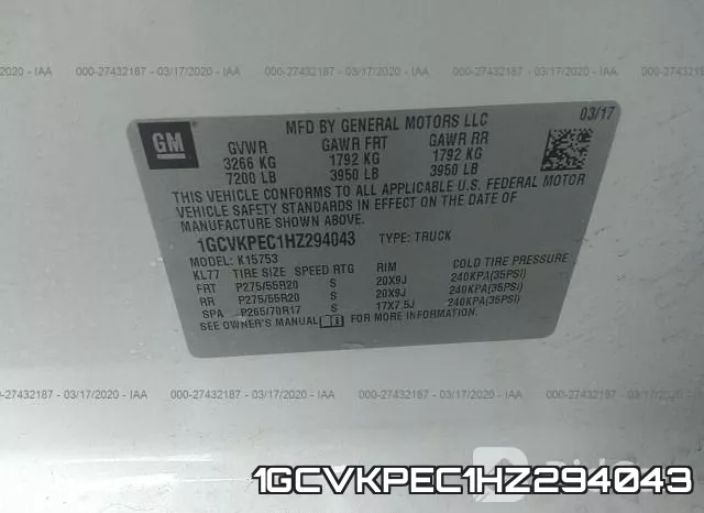 1GCVKPEC1HZ294043 фото 10