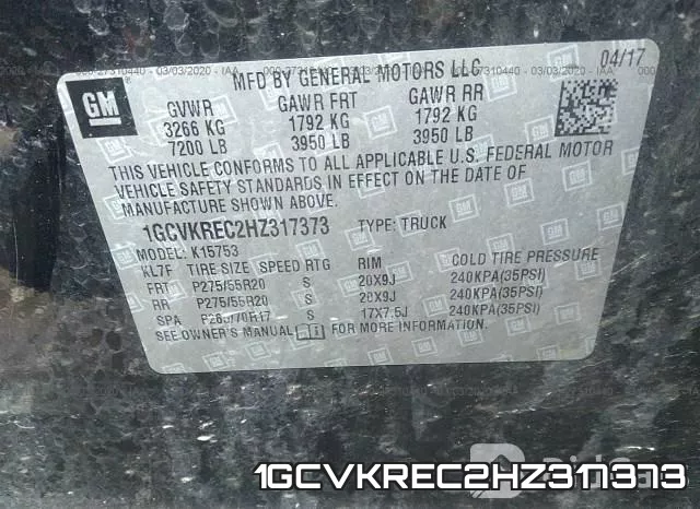 1GCVKREC2HZ317373 фото 10