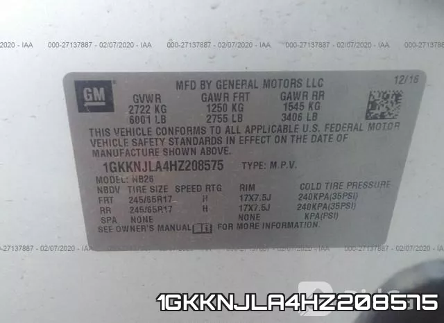 1GKKNJLA4HZ208575 фото 10