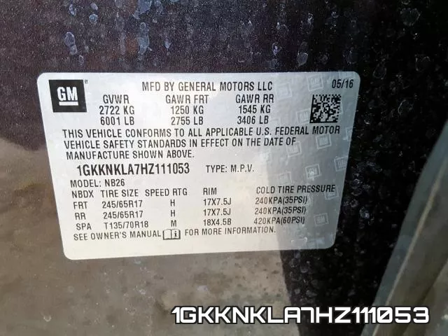 1GKKNKLA7HZ111053 фото 2