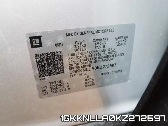 1GKKNLLA0KZ272597 фото 2