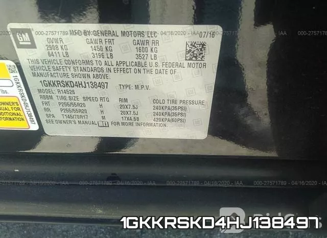 1GKKRSKD4HJ138497 фото 10