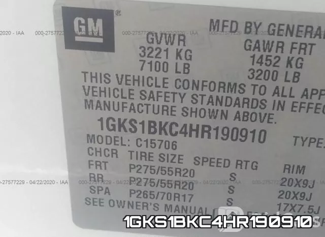 1GKS1BKC4HR190910 фото 10