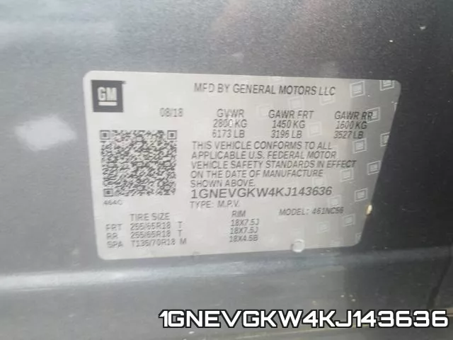 1GNEVGKW4KJ143636 фото 2