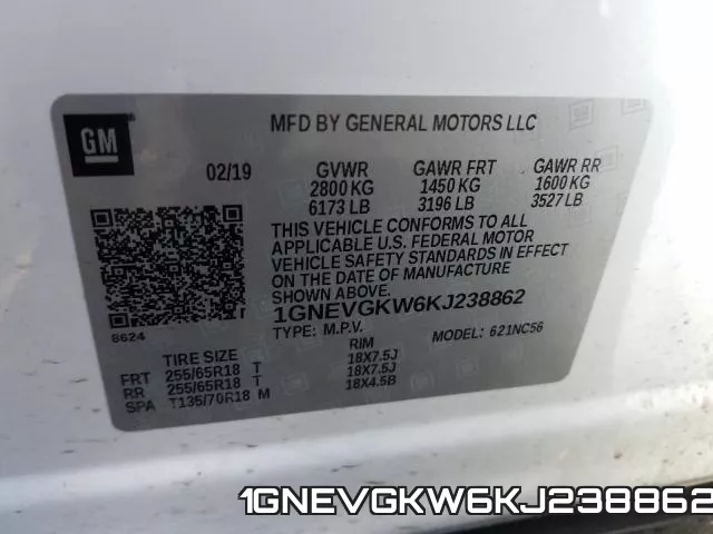 1GNEVGKW6KJ238862 фото 2