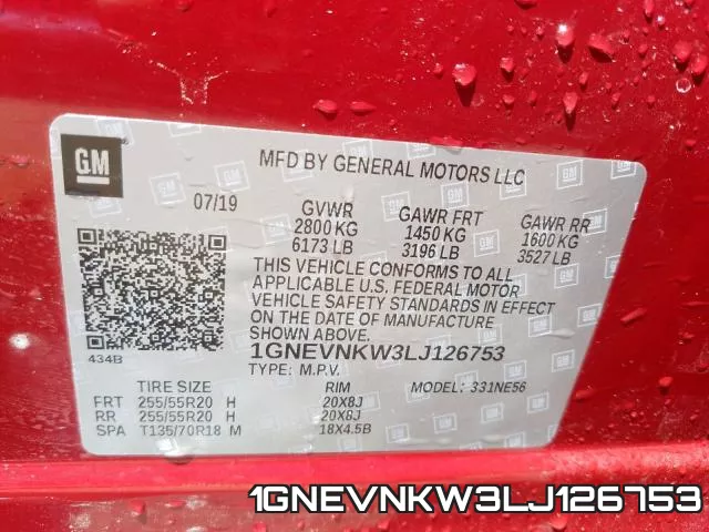 1GNEVNKW3LJ126753 фото 2