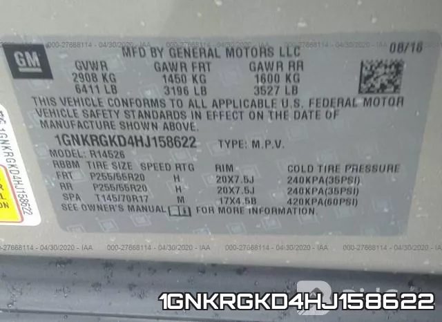 1GNKRGKD4HJ158622 фото 10