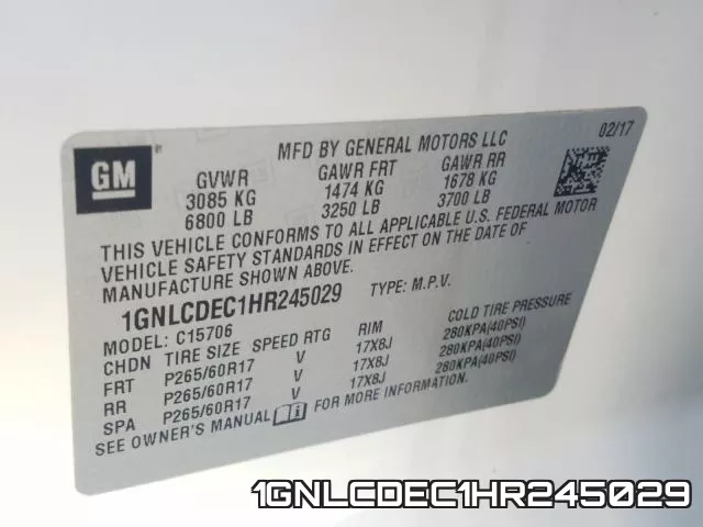 1GNLCDEC1HR245029 фото 2
