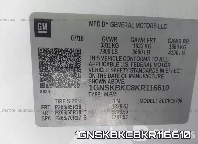 1GNSKBKC8KR116610 фото 10