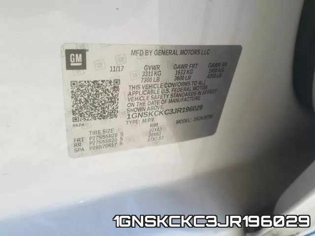 1GNSKCKC3JR196029 фото 2