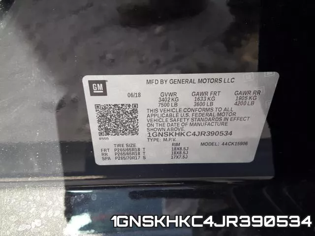 1GNSKHKC4JR390534 фото 2
